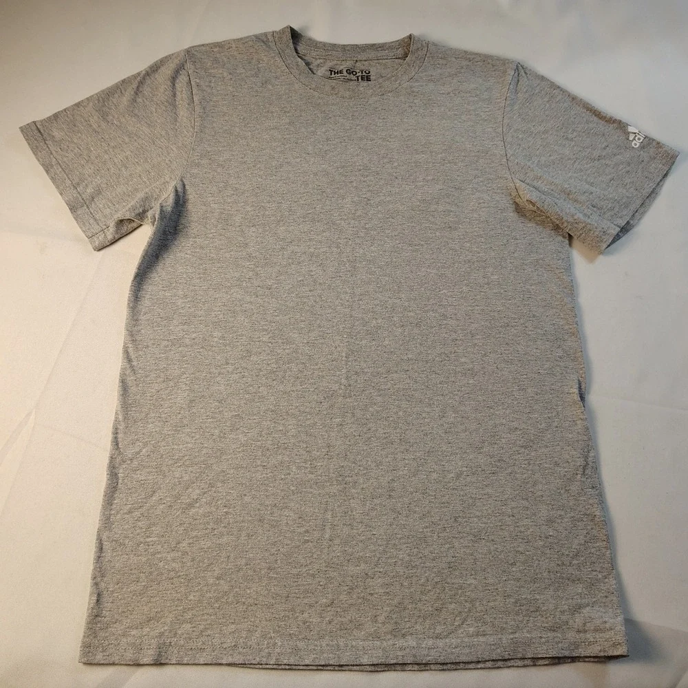 Adidas Mens The Go-To Tee Heather Grey Short Sleeve Crew Neck T-Shirt Size S